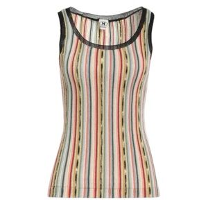 M Missoni Multicolor Striped Wool Knit Tank Top Made in Italy